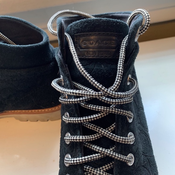 Coach Shoes - Coach Womens Embossed Suede Boots